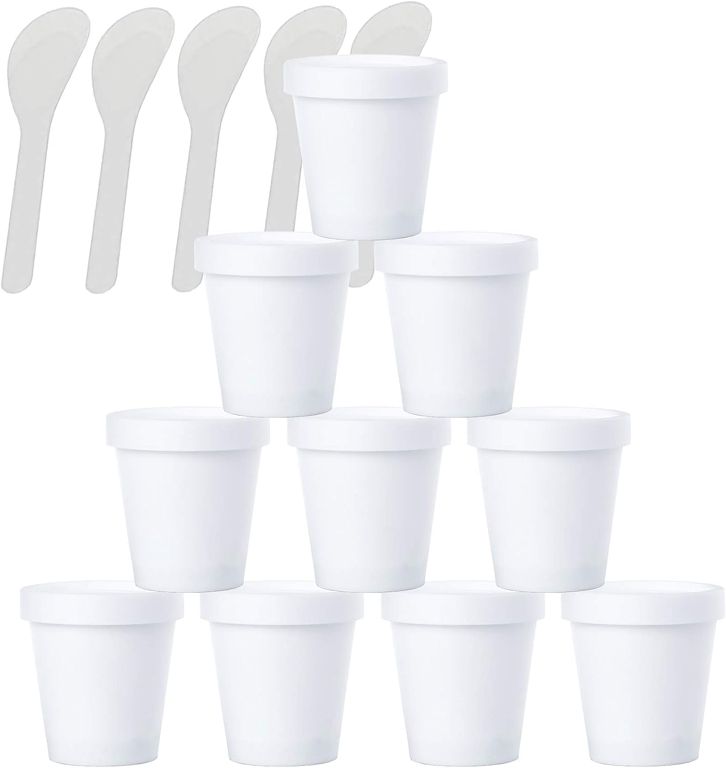 FLYIODFCXV cosmetic jar, 12 PC Empty Leakproof Cosmetic Pot Container with Lids with 6 Spatula(White,200ml)