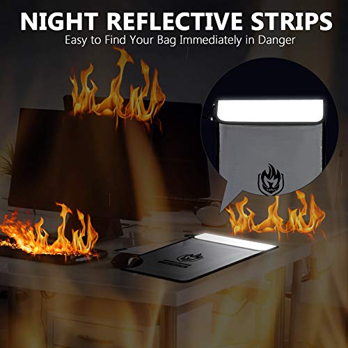 Upgraded Two Pockets Fireproof Document Bag (2000℉), andyer 15”x 11”Waterproof Fireproof Money Bag for Cash with Zipper, Important Document Storage Organizer for Valuables, Legal Documents Safe - Image 5