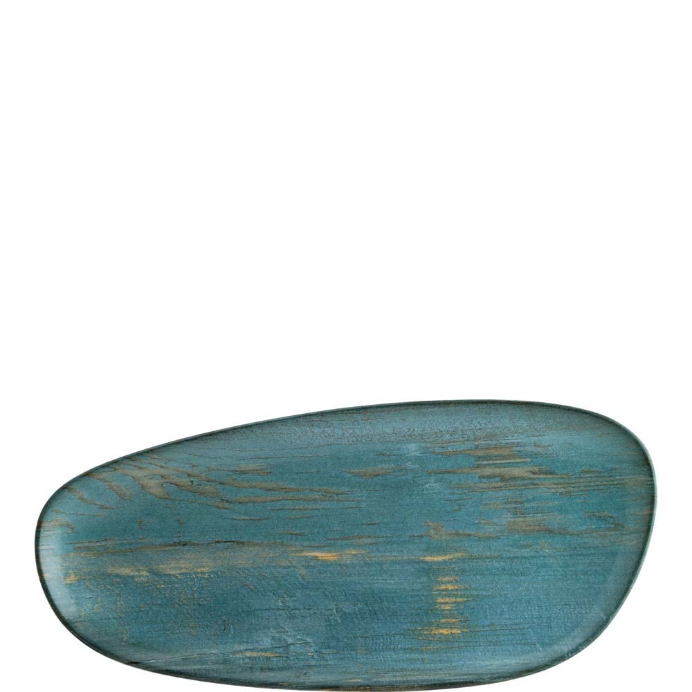 2x Bonna Madera Mint Vago Platte oval 36cm 2,5cm hoch Türkis Blau Braun Porzellan MDRMTVAO36DT Servierplatten Speiseteller Essteller Geschirr