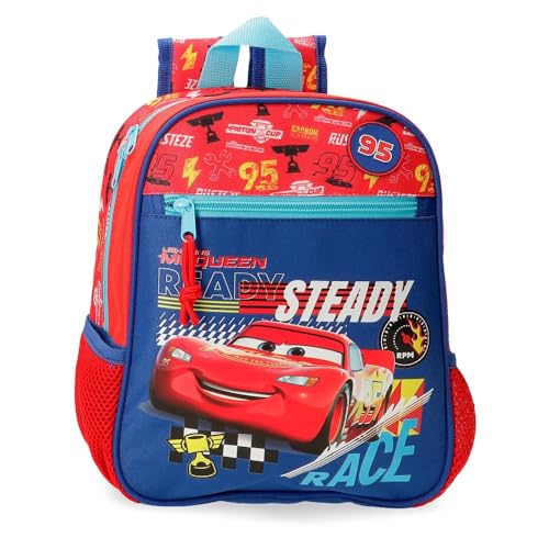 Joumma Disney Cars Lets Race Zaino, Zaino Scuola, Realizzato in Poliestere, Tasche e Scomparti, Spalline larghe e regolabili., rosso, Zaino 28