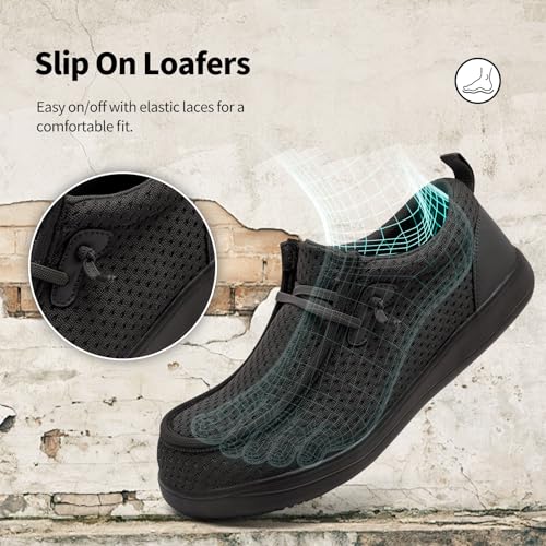 Steel Toe Shoes for Men Work Slip On Safety Shoes Wide Toe Walking Loafers Puncture Proof Construction Sneakers Lightweight Comfortable4