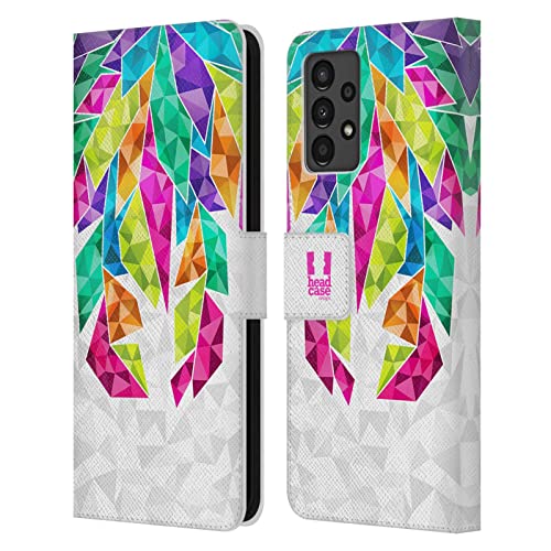 Étui portefeuille Samsung Galaxy A13 2022 étui cuir plumes géométriques