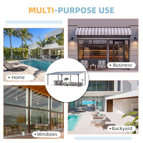 AECOJOY 40' x 12' Gazebo for Patio, Large Wall-Mounted Hard Top Lean-to Gazebo Pergola with Roof 12' x 40' on Clearance, Heavy Duty Patio Awnings for Decks, Backyard - Image 7