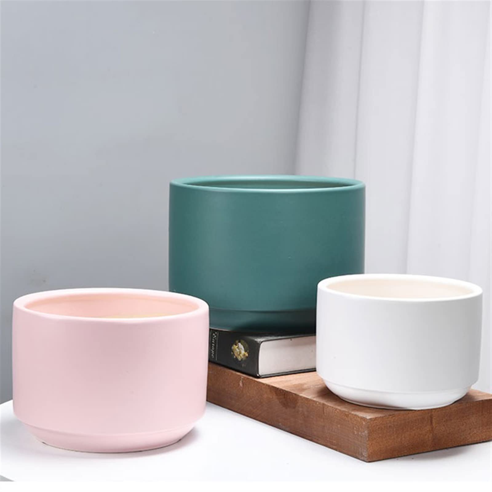 Doniczka kwiatowa Okrągła doniczka ceramiczna niska doniczka kryty balkon ogród oddychająca doniczka orchidea, średnica 9,4" Doniczki na Rośliny (Color : F)