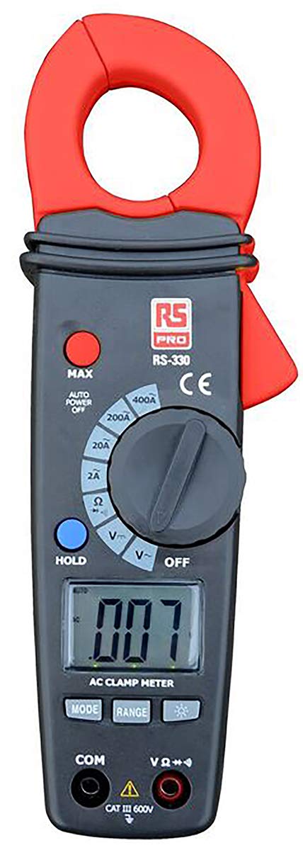 RS PRO RS330 Zangenmessgerät AC/DC-Stromzange 600V ac / 400A ac, 600V dc, 20MΩ, DKD/DAkkS-kalibriert
