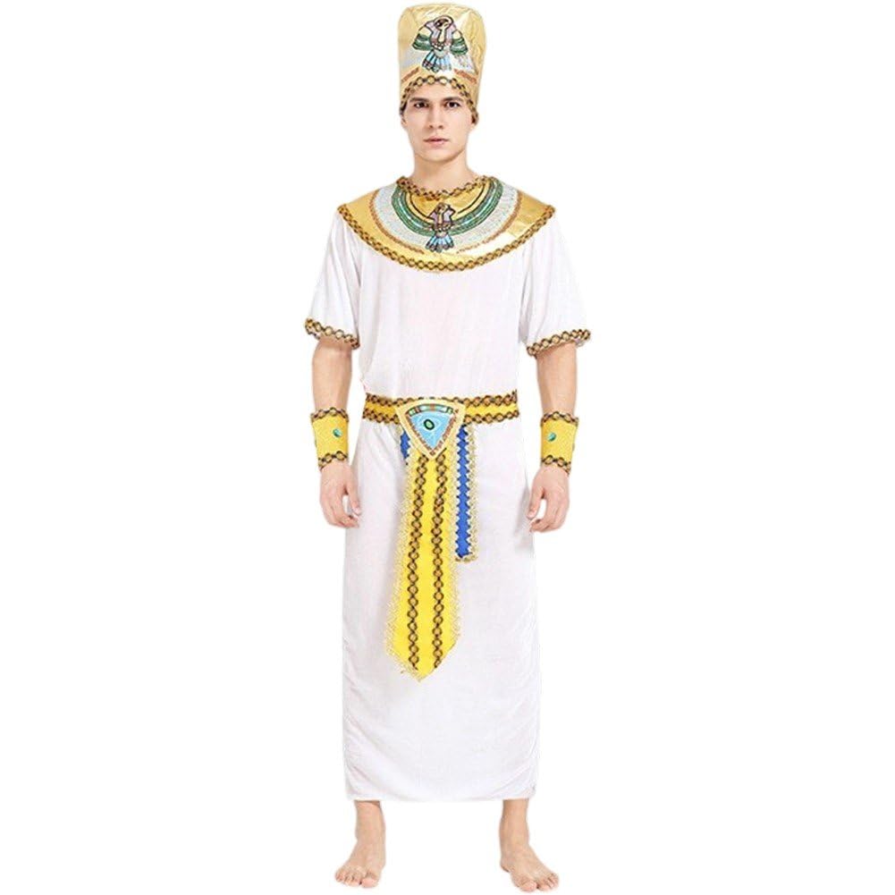 Uzztfa Men's Egyptian Costume For Egyptian Pharaoh Outfit, Ancient Egyptian King Pharaoh Costume Halloween Cosplay Costume Set