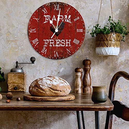 Horloge murale coq de la ferme vintage et silencieuse de 38 cm pour decoration maison