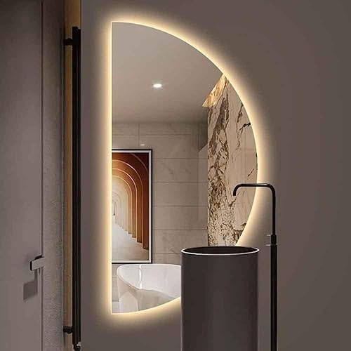 Miniatura 2 de Espejo de pared para baño, espejo de tocador de baño de media luna, espejo de montaje en pared regulable para montaje en pared, espejo LED antivaho