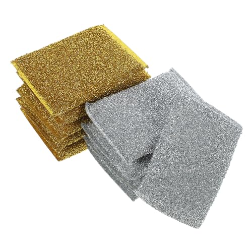 MUSISALY Toallas de Cocina y Paños para Lavar Platos 10 Piezas Esponja Doble Cara Quitagrasas para Limpieza sin Rayar Utensilios Cocina Hogar Colores Dorado y Plateado
