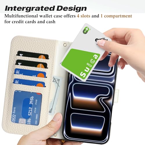 Coque iPhone 17 Pro Max étui portefeuille cuir beige pour vos déplacements - 4