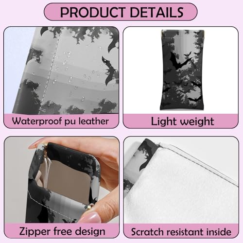 Image of 2 PCS Glasses Case Eyeglass Sunglasses Pouch Squeeze Portable Bag Soft Leather with Cleaning Cloth Women Men Girls