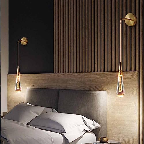 Aplique de pared LED de aluminio de 5W y diseño de lágrima moderna con pantalla de cristal 4