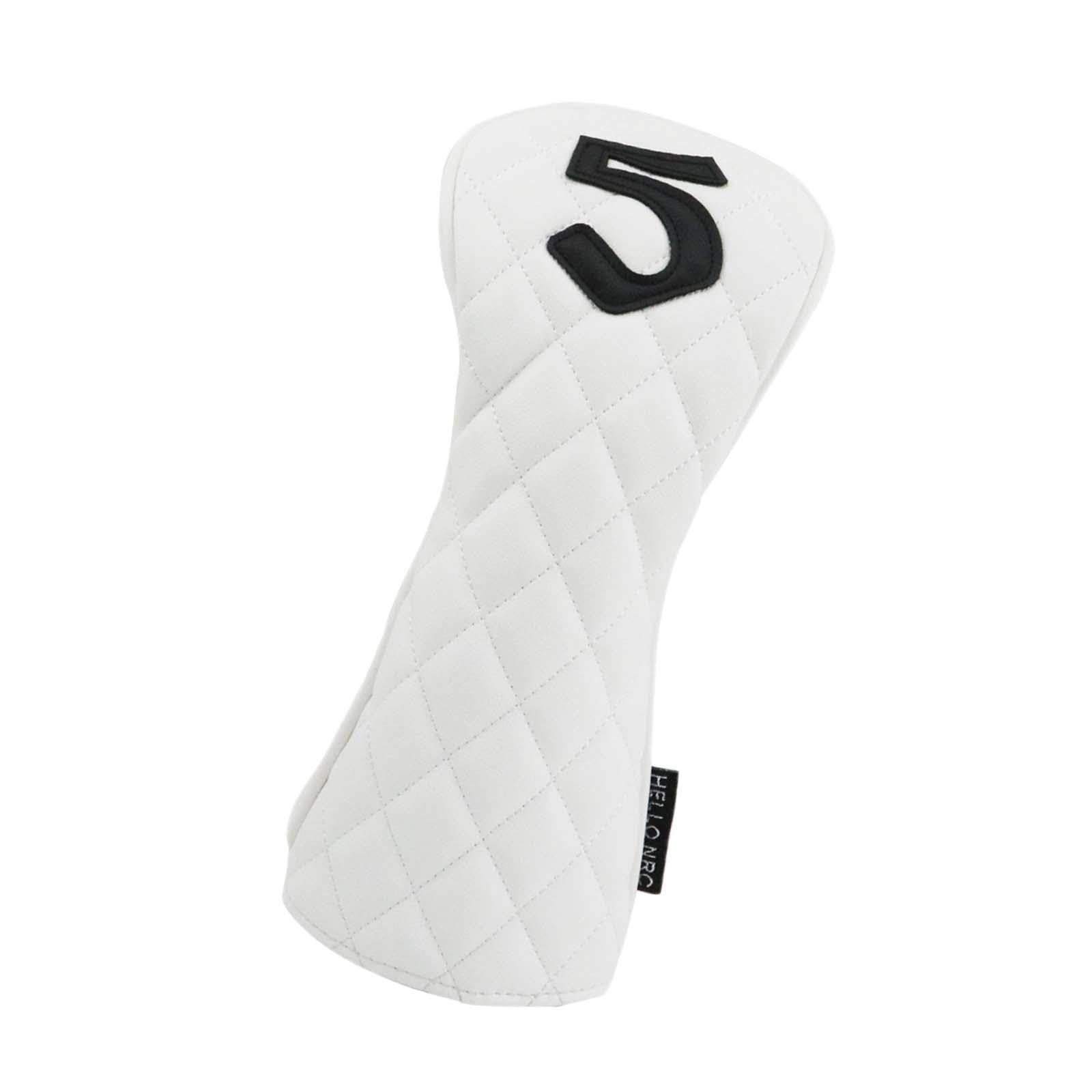 Perfeclan Golf Wood Headcover Protector Portable Premium Golf Club Cover Golfer Gift Golf Wood Head Cover for Men Women Outdoor Sports, White, Number 5