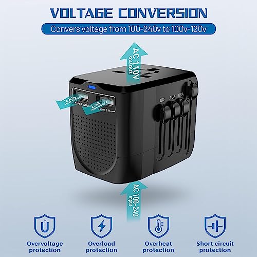 image for Oxyeah 2000W 220V to 110V Voltage Converter and Travel Adapter Combo w