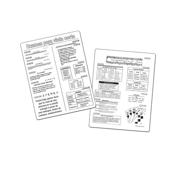 Good-Lite Co Spanish Contemporary Near Vision Card, 8.5 x 10.5 inches, Reading Test Chart