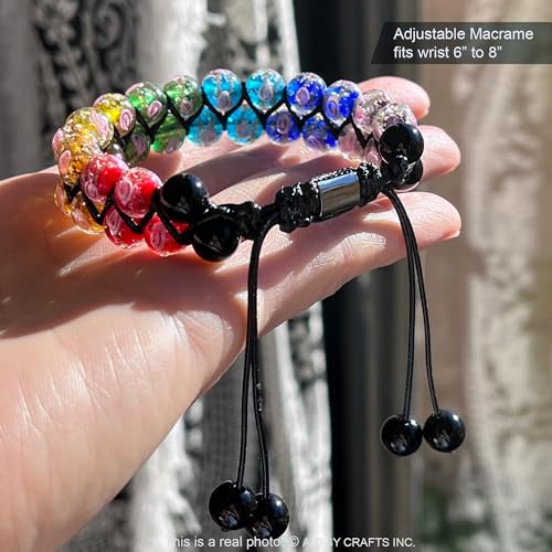 ARTSY Crafts Glow in The Dark Firefly Beads Bracelets, 7 Chakras Crystal Mermaid Glass Beaded Bracelets for Anti Anxeity Healing Energy Money Wealth Abundance Stackable Bangle Wristband3