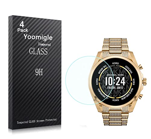 Yoomigle Confezione da 4 pellicole protettive per schermo Michael Kors Gen 6 in vetro temperato per Michael Kors Gen 6 Bradshaw Smartwatch, anti-graffio senza bolle