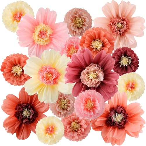 Flores de papel grandes Bemonew para decorar paredes vacías con volumen retro beige
