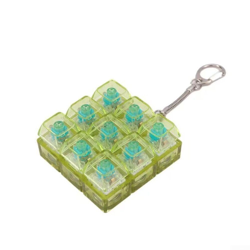 Keyboard Fidget Toy, 9 Keys Decompression Toys, Stress Relief Keychain With Gradient Blue Keycaps For Office, School, Home And Travel(Same color-Yellow)