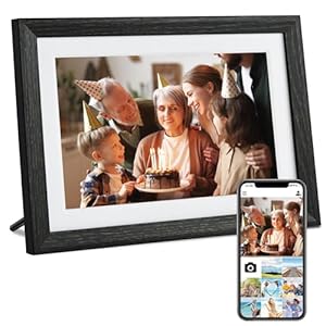 Veidoo 10,1 inch Smart Cloud digitale fotolijst van hout, 1280 x 800 IPS-touchscreen, voor gezinnen, digitale fotolijst ingebouwd 32 GB geheugen, momenten delen via de Frameo-app
