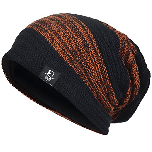 VECRY Mens Slouchy Beanie Knit Oversized Skull Cap Winter Hats (Retro-Rust)