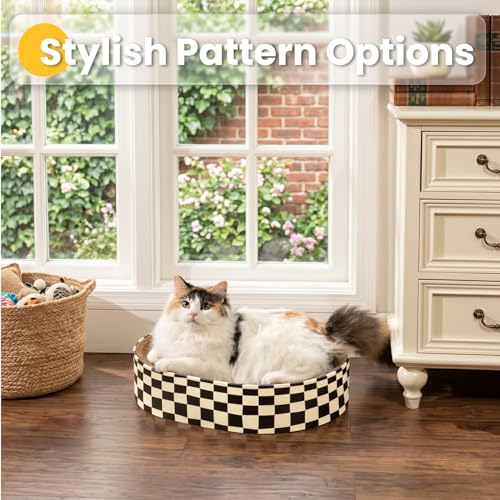 Conlun Cat Scratcher Cardboard,2 in 1 Oval Cat Scratch Pad Bowl for Indoor Kitty Grinding Claw,Round Kittens Scratching Board Corrugated Lounge Pet Beds&Furniture Protector for Sofas - Image 3