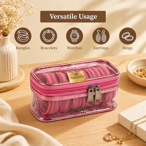 Image of Trendifly Set of 5 Transparent PVC Bangle Bracelet Chudi Case Organiser Box Pouch for Women | Multipurpose Travel Jewelry Earrings Rings Chain Storage Organizer