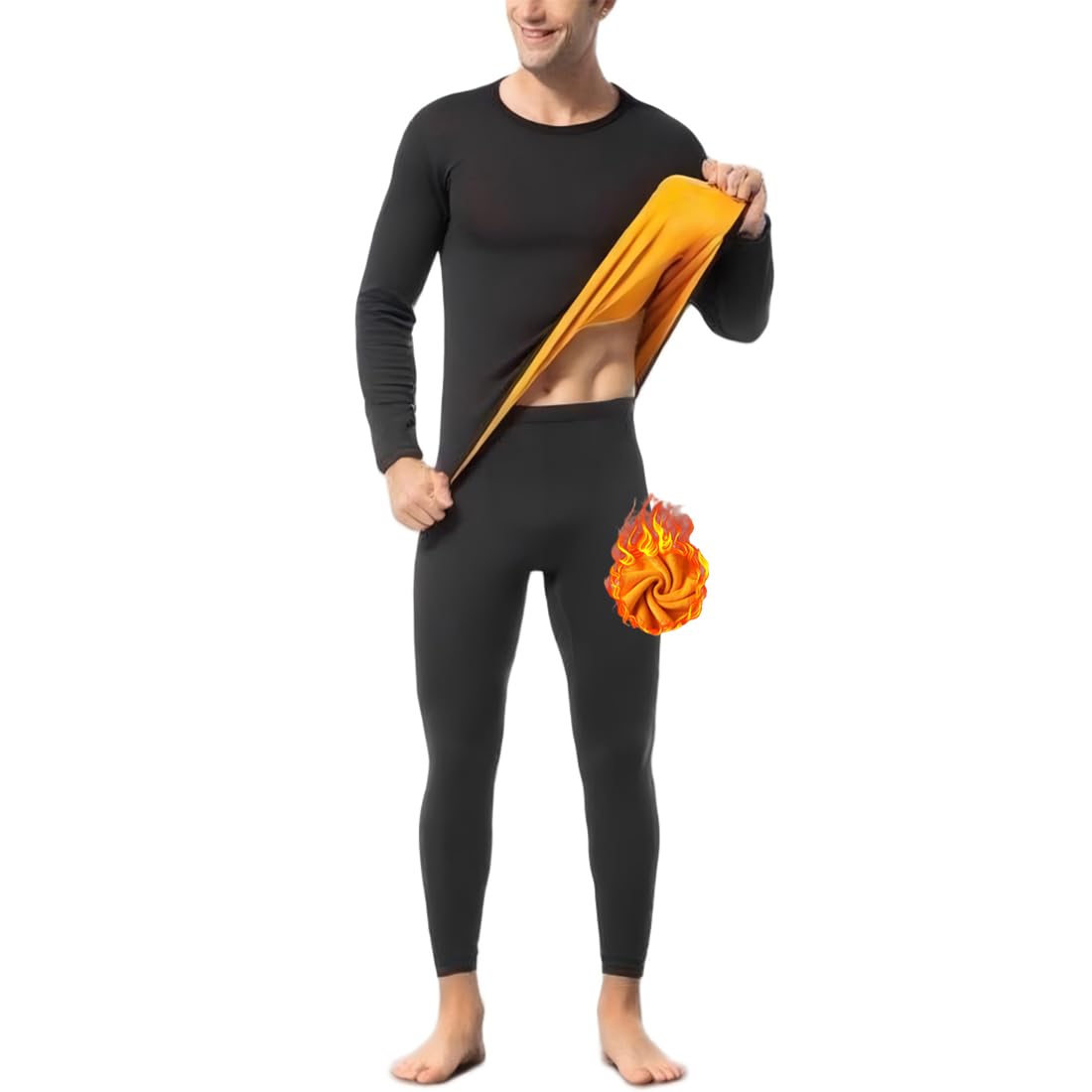 Ouruikia Męska bielizna termiczna, zestaw z podszewką z polaru, podkoszulek, spodnie termiczne Long Johns Base Layer, ekstra gruby garnitur, super ciepłe