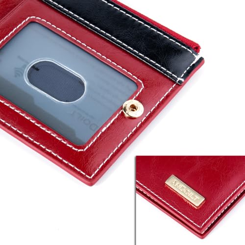 Image of ANDOILT Women's Genuine Leather Wallet RFID Blocking Credit Card Holder Zipper Purse Cell Phone Handbag