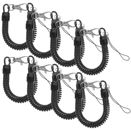 Angoily Spring Coil Keychains Retractable 8 Pack Keyring Elastic Rope for Versatile Use