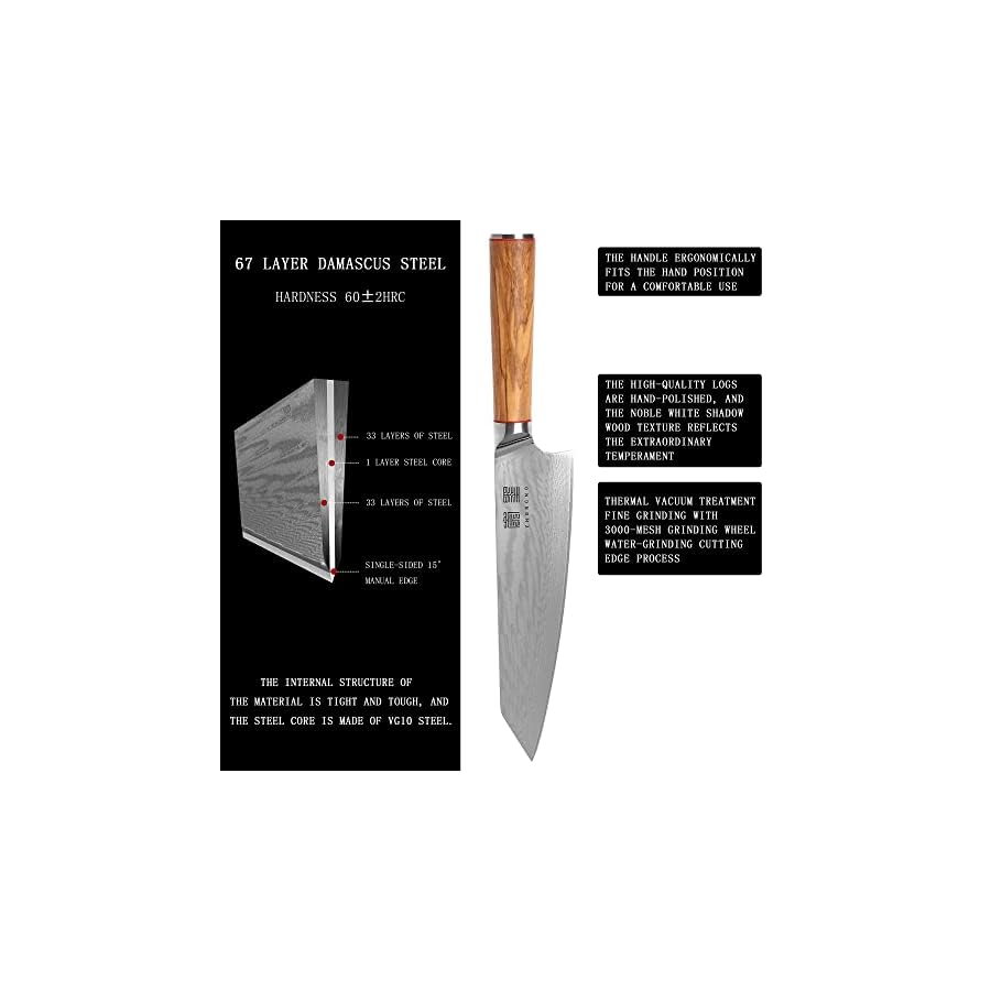 Damascus-Steel-Chefs-Knife-8-piece-Set-With-Magnetic-Knife-Holder-Professional-Kitchen-Knife-Set-Maple-Handle Damascus Steel Chef's Knife 8-piece Set With Magnetic Knife Holder Professional Kitchen Knife Set Maple Handle