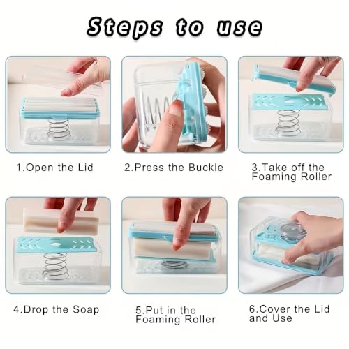 Image of Easy Cloth Plastic Washing Soap Roller Dispenser Case with Lid - Leakproof Soap Box, Roller Design, Durable, Portable & Easy to Use