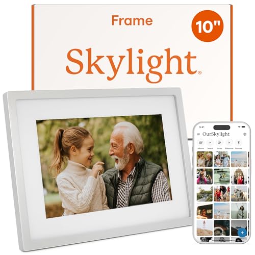 Skylight Digital Picture Frame - WiFi Enabled with Load from Phone Capability, Touch Screen Digital Photo Frame Display - Customizable Gift for Friends and Family - 10 Inch Silver