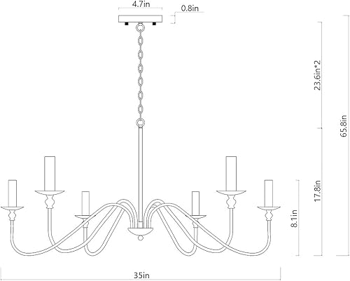 Miniatura 5 de T&A - Candelabros negros de 6 luces, lámpara colgante de techo de vela clásica, lámpara de hierro forjado, lámpara de granja para cocina, isla de