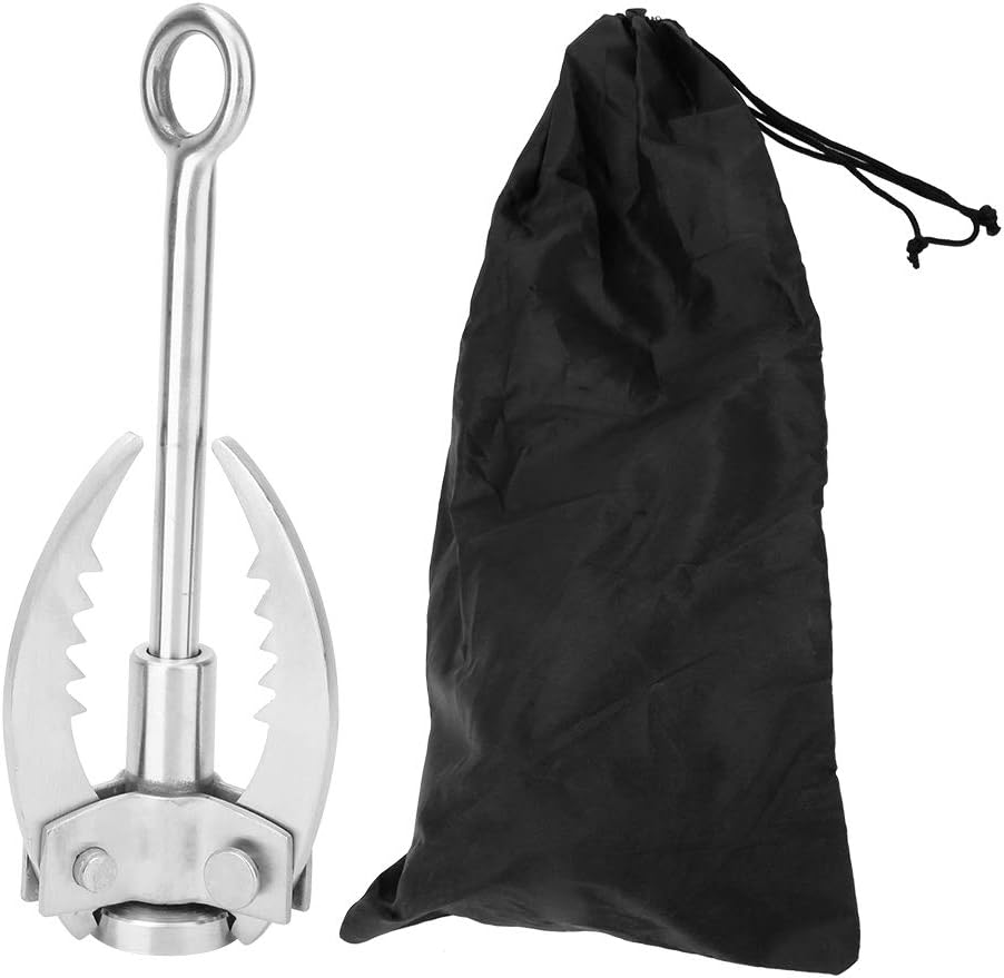 Tyenaza Foldable Grappling Hook, Stainless Steel Outdoor Climbing Survival 3 Claws Carabiner Hook Outdoor Activity Tool