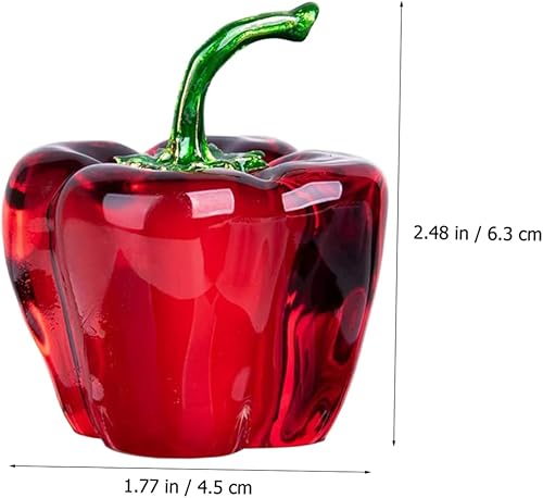 Miniatura 3 de HOOTNEE Decoración de fruta de cristal de chile falso, estatua de chile de cristal, figuras de frutas de vidrio, decoración de pastel de fruta