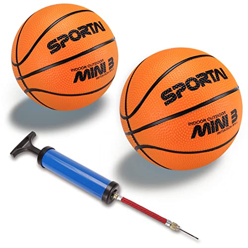 YAPASPT Lot de 2 mini ballons de basket-ball avec pompe, taille 3 pour enfants pour mini cerceau, trampoline doux et ballon de basket-ball de piscine (orange)