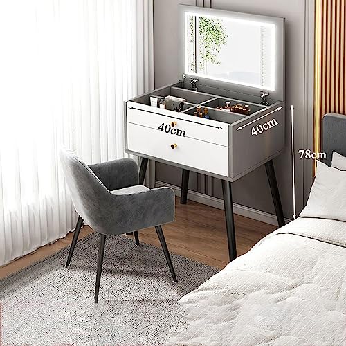 Mesa organizadora integrada con espejo tocador JATIBOSH ideal para crear tu rincón de belleza 3