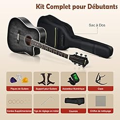 GOPLUS Guitare Acoustique avec Chevilles de Réglage Entièrement Fermées, Guitare Folk avec Cordes Douces au Toucher… - Les Beatles, Paul McCartney, John Lennon, RIngo Starr, George Harrison GOPLUS Guitare Acoustique avec Chevilles de Réglage Entièrement Fermées, Guitare Folk avec Cordes Douces au Toucher… – Image 5