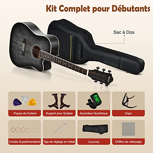 GOPLUS Guitare Acoustique avec Chevilles de Réglage Entièrement Fermées, Guitare Folk avec Cordes Douces au Toucher… - Les Beatles, Paul McCartney, John Lennon, RIngo Starr, George Harrison GOPLUS Guitare Acoustique avec Chevilles de Réglage Entièrement Fermées, Guitare Folk avec Cordes Douces au Toucher… – Image 6