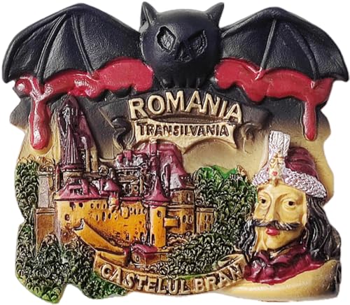 Dimensioni: 7,1 x 6 cm Calamita 3D per frigorifero con castello di crusca Transilvania Romania, souvenir e decorazione per frigorifero, dipinto a mano