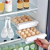 Egg Holder for Refrigerator, Large Capacity Egg Container for Refrigerator, Clear Plastic Egg Fresh