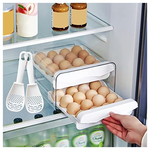 Egg Holder for Refrigerator, Large Capacity Egg Container for Refrigerator, Clear Plastic Egg Fresh Storage Box for Fridge, 32 Upgrade Egg Storage & Egg Tray