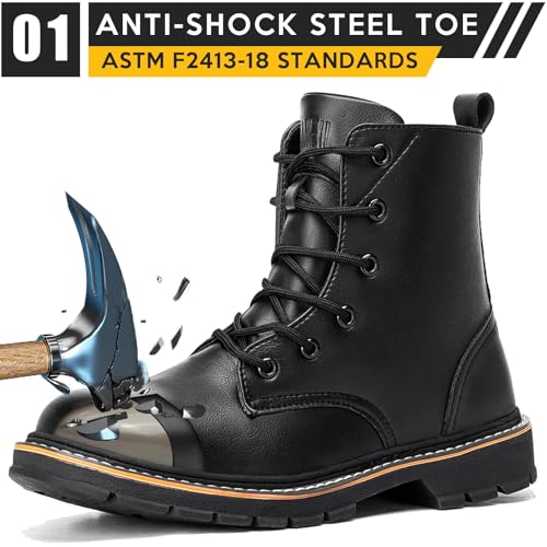 Steel Toe Boots for Women Men, Waterproof Lightweight Safety Work Boots Durability Composite toe Construction Shoes with 6"2