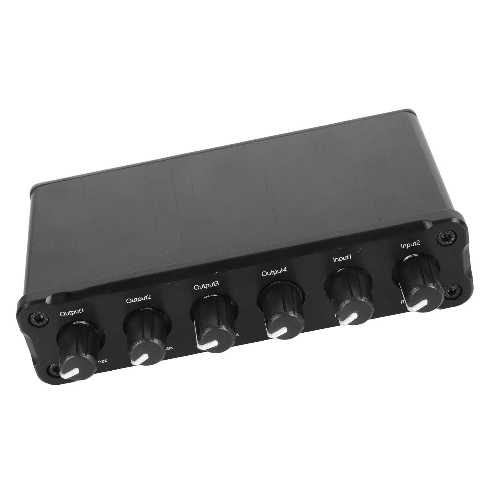 Distribuidor Mixto de Sonido, 2 en 4 Salidas Distribuidor Mixto de Sonido Volumen Ajustable 100‑240V Conector para Auriculares de 3,5 Mm Carcasa de Aleación de Aluminio sin