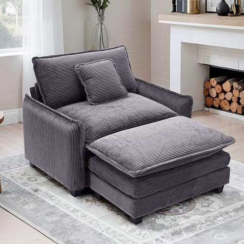 Amazon.com: 41" W Oversized Chair with Ottoman - Comfy Accent Chair and ...