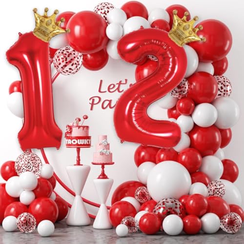 Image of Red 6 Balloon Number Red Gold Happy Birthday Decorations Foil Mylar Large Number Balloons 40inch 6 Birthday Balloon 6th Party Decorations Supplies(Number 6 balloons)