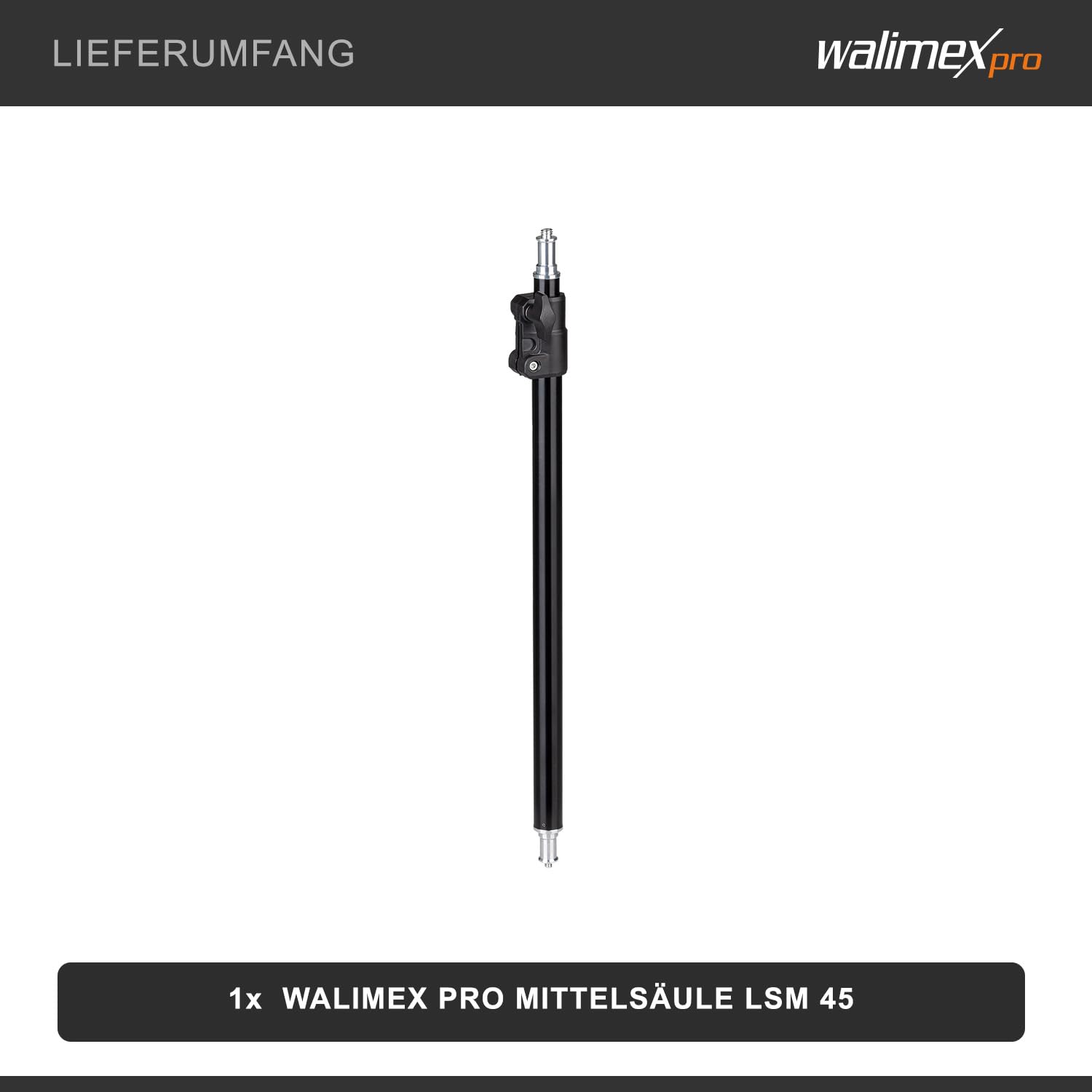 Walimex pro Colonna centrale allungabile per treppiede, treppiedi da pavimento, flash da studio UVM. Altezza regolabile da 45 a 80 cm, senza fondo, portata fino a 3 kg, 5/8 spigot con 3/8 e 1/4