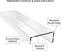 Vista 4 de Estante flotante, estante de acrílico transparente de 15 pulgadas, estantes flotantes invisibles montados en la pared, estante de pared de 4