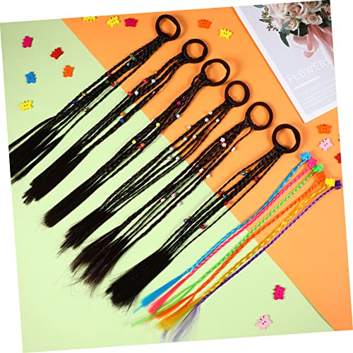 POPETPOP 4 Conjuntos De Tranças Infantis Extensão De Cabelo Com Clipes Arco-Íris Extensão De Rabo De